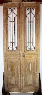 Antique pine doors with inset iron panels