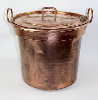 French 19th c hand hammered copper stock pot