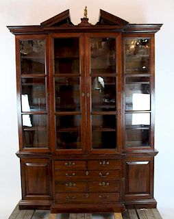 19th century mahogany breakfront bookcase
