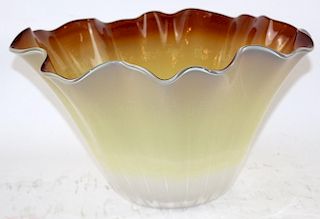 SIgned Ruffle edge art glass bowl