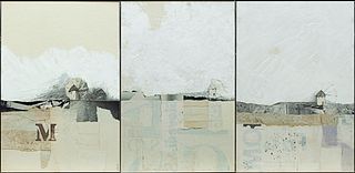LARRY BELL (AMERICAN) ACRYLIC, INK AND GRAPHITE ON COMBINED PAPERS ON CARDSTOCK, 3 PCS, H 19.75", W 13.15", MYKONOS SERIES 