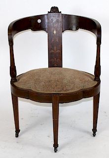 Edwardian inlaid curved back armchair