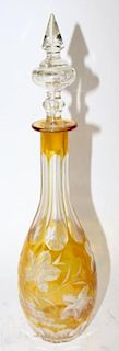Bohemian yellow cut to clear glass decanter