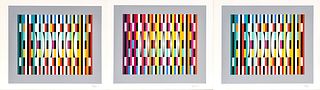 Yaacov Agam (Israeli, 1928) Silkscreens In Color On Wove Paper, High Rhythm; Pointed Rhythm; Vertical Rhythm 5, H 9.25'' W 10.75'' 3 pcs