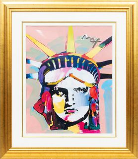 Peter Max (American, B. 1937) Acrylic Embellished Offset Lithograph On Paper, Delta, H 29'' W 23''