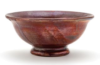 Mary Chase Perry, Pewabic Pottery  Copper And Red Iridescent Bowl (Stable Studios) C. 1912, H 2.75'' Dia. 6.12''