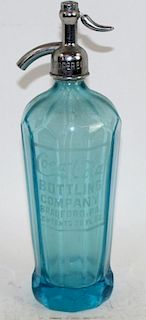Vintage blue glass Coca Cola seltzer bottle