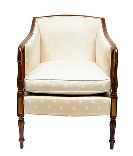 Regency Style Carved Mahogany Arm Chair H 33'' W 26'' Depth 28''
