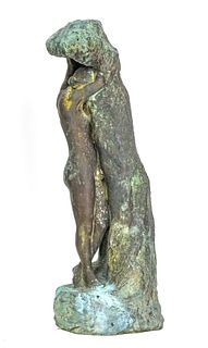 Nanna Matthews Bryant (American, 1871-1933) Bronze Garden Sculpture, Figure Of A Woman, H 25'' W 9''