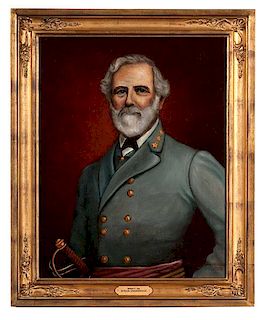 CSA General Robert E. Lee, Oil on Canvas by Hiram Grandville (1815-1892) 