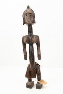 African Bamo Cameroon Carved Wood Standing Female Figure