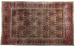 Antique Persian Lavar Handwoven Wool Rug, C. 1890S, W 8' 4", L 11' 8"