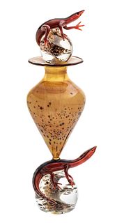 Art Glass Perfume Bottle H 9.5'' Dia. 2.5''