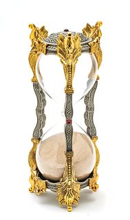 The Franklin Mint (American) Gilt Metal Hourglass, H 11'' W 4.5''
