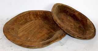 Pair of primitive wooden dough bowls