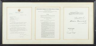 Framed Letter Signed By Former Washington Congressman Don Bonker,  November 18th, 1982, H 12.25'' W 26.25''