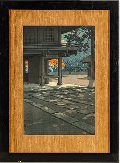 Kawase Hasui (Japanese, 1883-1957) Woodblock Print, Heiringi Temple, H 14'' W 9.25''