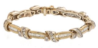 Gold And Diamond Bracelet L 7''