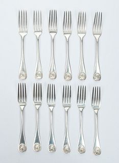 Sterling Silver Luncheon Forks,  1891, L 7'' 15.01t oz 12 pcs