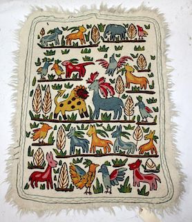 Kashmir wool wall tapestry with animals