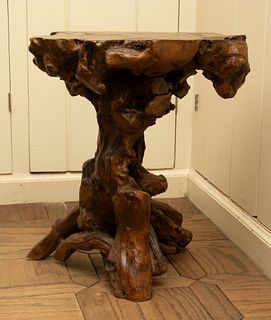 Carved Root Side Table, H 17.5'' W 13'' L 15''