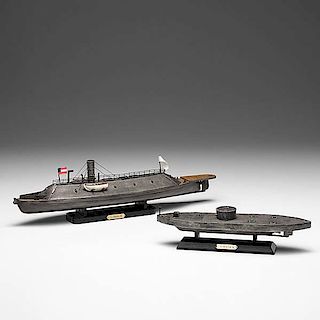 Four Metal Ship Models, USS Monitor, CSS Pioneer, CSS Virginia, CSS Tennessee 