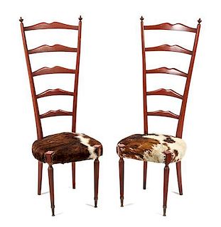 A Pair of Meroni & Fossato Chairs Height 51 x width 18 x depth 17 1/2 inches.