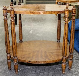 A Continental Style Two-Tier Side Table. Height 23 1/2 x width 27 1/2 x depth 21 1/4 inches.