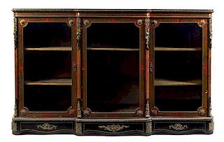 * A Napoleon III Gilt Bronze Mounted Boulle Marquetry Meuble d'Appui Height 44 1/2 x width 72 x depth 16 inches.