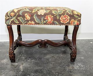 * A Louis XIV Style Walnut Tabouret Width 24 1/2 inches.