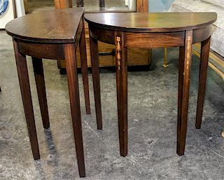 A Pair of Sheraton Style Mahogany Side Tables