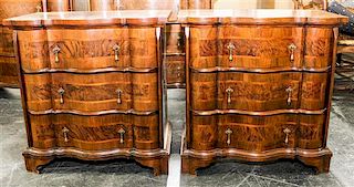 A Pair of William & Mary Style Walnut Chests Height 25 inches.