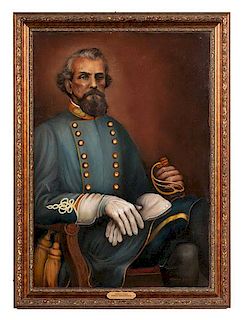 CSA General Nathan Bedford Forrest, Oil on Canvas by Hiram Grandville (1815-1892) 