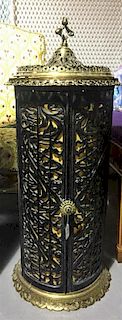 A Victorian Brass and Iron Stove Height 34 1/4 inches.