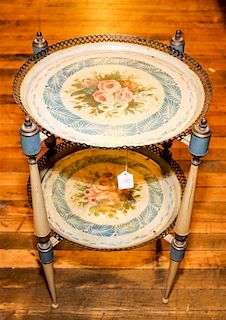 * A Painted Tole Two-Tier Table. Height 23 inches.