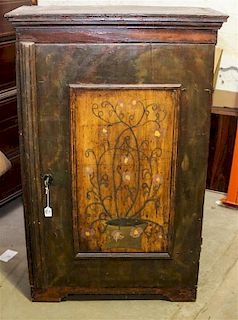 An American Painted Cabinet Height 53 1/4 x width 34 x depth 17 1/4 inches.