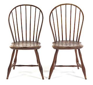 A Pair of Windsor Chairs Height 36 inches.