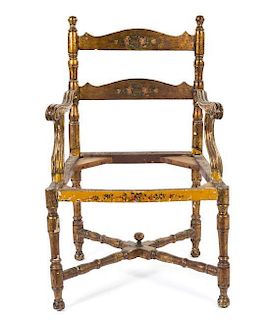 An American Painted Open Armchair Height 35 1/2 inches.