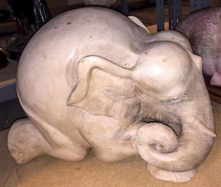 A Carved Wood Elephant Height 15 1/2 inches.