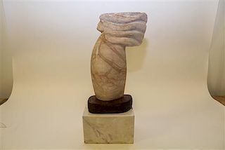 A Stone Figural Sculpture, J. Suazo Height 14 inches.