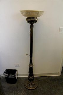 A Gilt Metal and Opalescent Glass Vase. Height 62 inches.