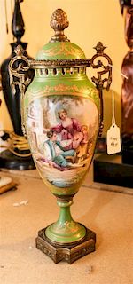 A Sevres Porcelain Covered Urn. Height 14 1/2 inches.