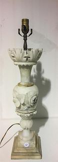 An Italian Alabaster Lamp. Height of alabaster 21 1/4 inches.