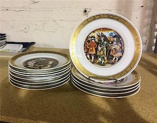 A Set of Twelve Royal Copenhagen Porcelain Plates Diameter 7 1/2 inches.