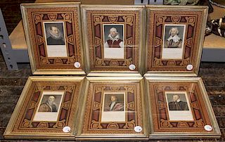 A Collection of Six Etchings of Aristocrats. Height 6 x width 3 inches.