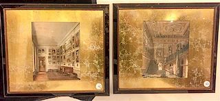 A Pair of Interior Scenes Height 9 1/2 x width 7 1/2 inches.