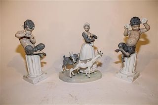 Three Continental Porcelain Figures Height of tallest 10 3/4 inches.