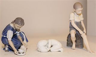 Three Bing and Grondahl Porcelain Figures Height of taller 7 1/2 inches.