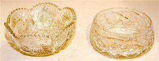 Two Cut Glass Center Bowls Diameter of larger 8 inches.