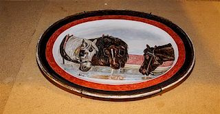 * A Painted Porcelain Platter. Width 19 1/2 inches.